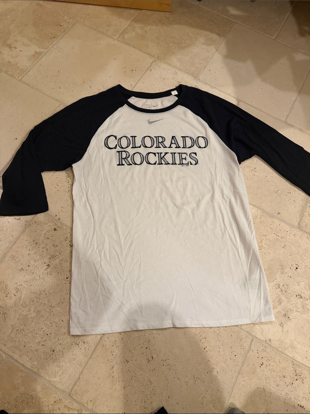 Nike Colorado Rockies Raglan Tee - White & Black